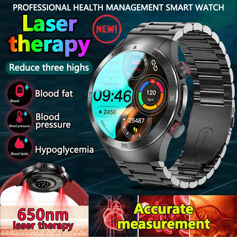 GUHUAVMI E800 Sapphire Glass Laser Treatment Three High Smart Watch Men ECG+PPG Heart Rate Blood Oxygen Health Tracker Smart Watches