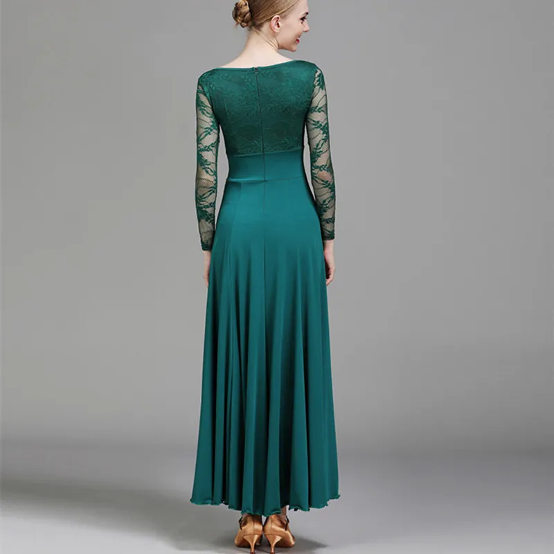 Round Neck Lace Stitcing Women Ballroom Dance Dress For Dancing Clothes Waltz Dress Modern Dance Costumes Rumba Wear