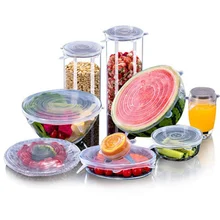 

6PCS Adaptable Lid Silicone Cover Food Caps Elastic Reusable Fresh Microwave Lids Stretch Silicone Cover For kitchen accessories