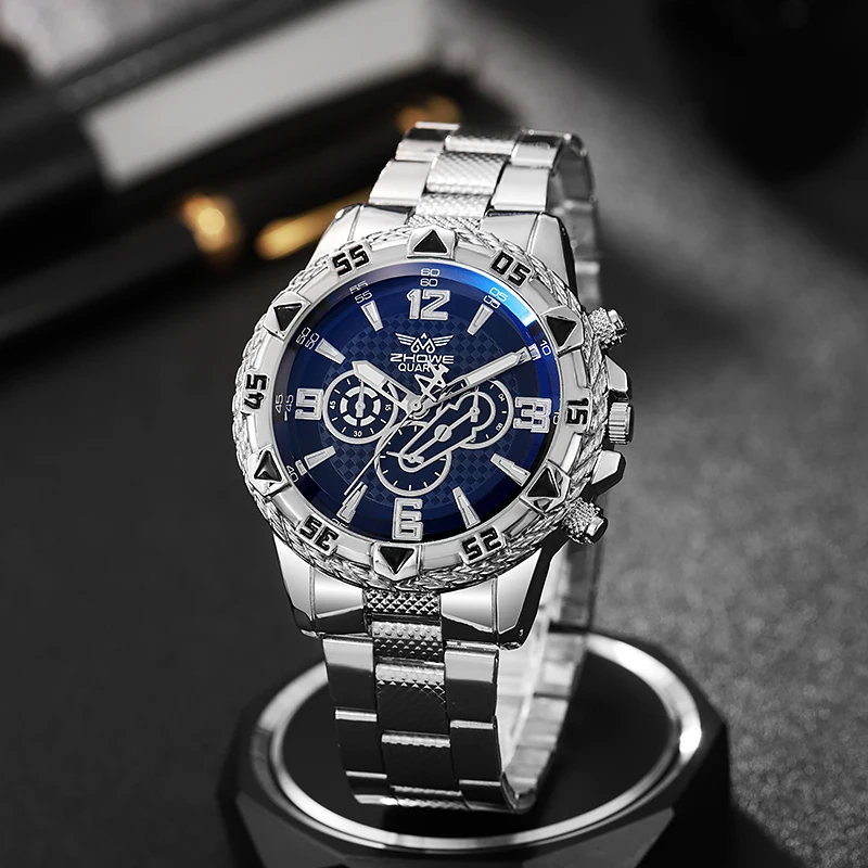 1pc Men's Business Watch Fashion Stainless Steel Men's Sports Quartz Watch 5