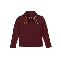 Children's base shirt 2024 MP Autumn/Winter vintage girls sweet tie with butterfly collar long sleeve T-shirt girls TOPS 5