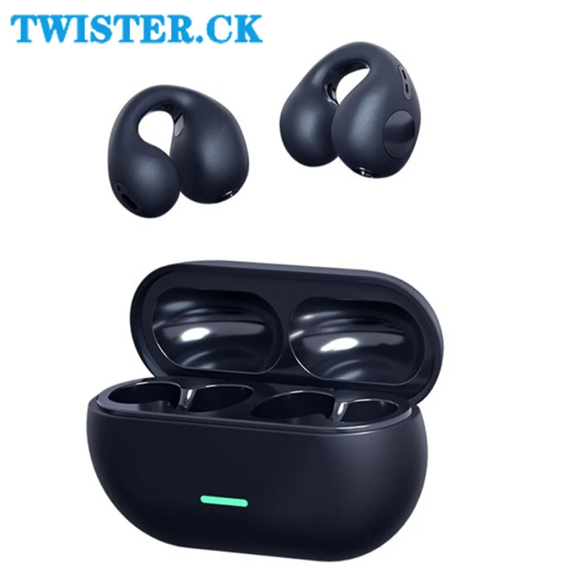 

Clip-On Ear Headphones Sports Wireless Bone Conduction Earphones With Built-in Mic Touch Control For Sport Cycling Running Work