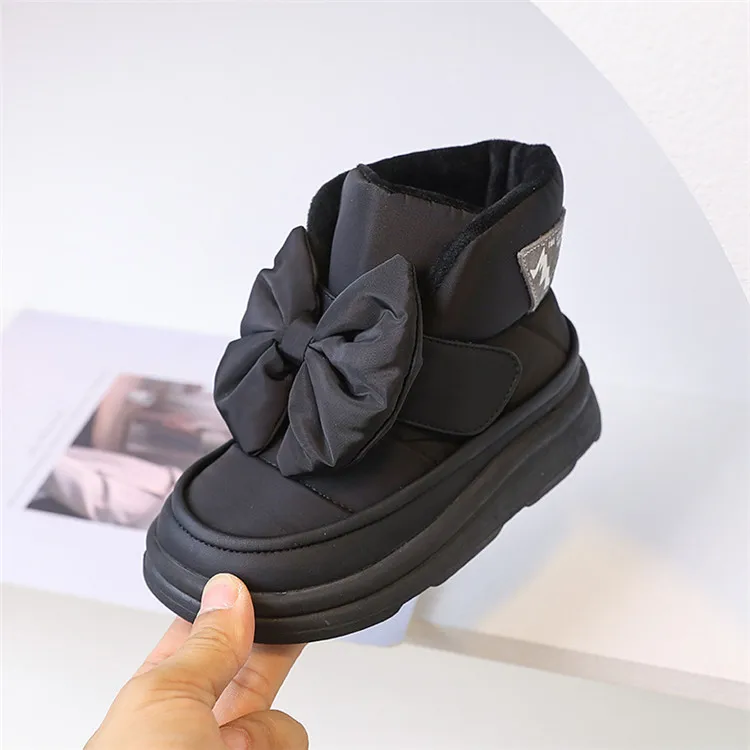 Kinder Schneeschuhe 2024 neue Winter Kinderschuhe Schmetterlings knoten wasserdicht warm Plüsch Mode Prinzessin Mädchen Stiefel eu 22-37 – Detail 11