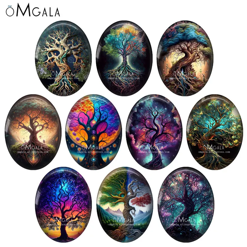 

Vintage Magice Tree of Life Art Patterns 13x18mm/18x25mm/30x40mm Oval photo glass cabochon demo flat back Making findings