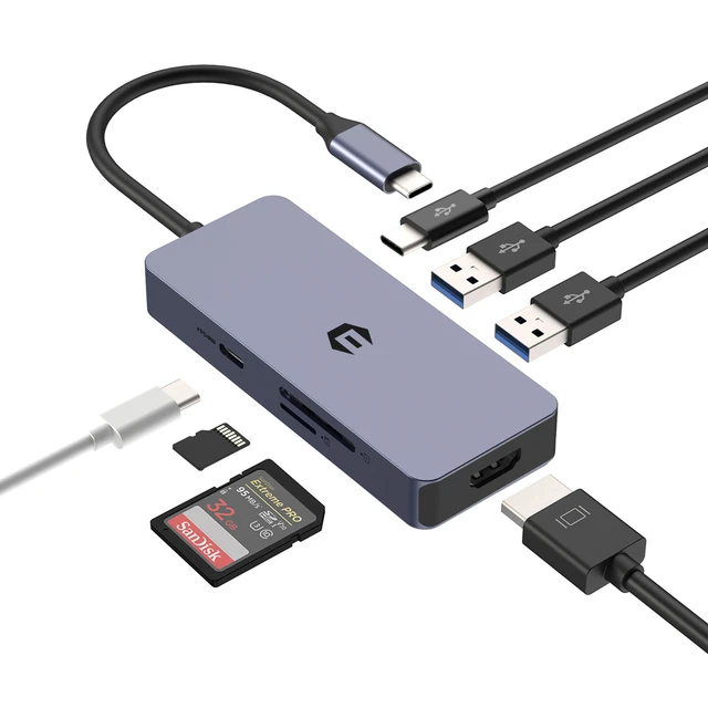 USB-C Hub Adapter 7-in-1: 4K HDMI 100W PD USB 3.0