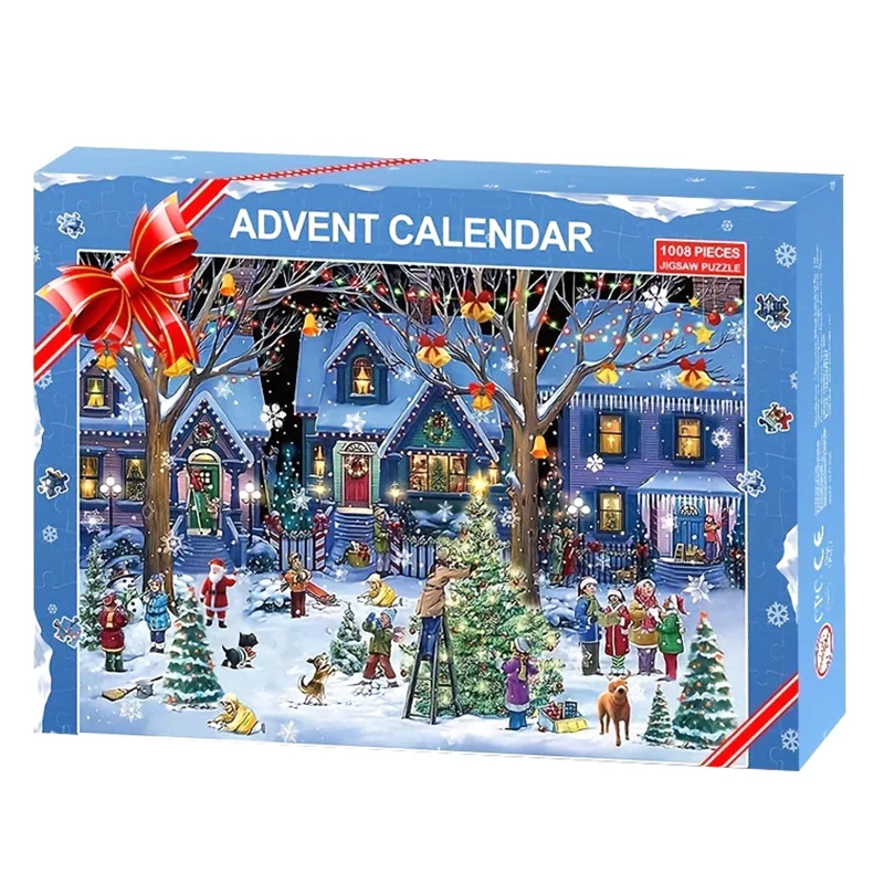 Description Picture 6 of itemChristmas Decorations 2024 Advent Calendar Jigsaw Puzzles Xmas Countdown Gift 24 Parts 1008 Pieces Jigsaw Puzzles Gift