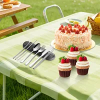 Travel Utensils Set With Storage Bag Portable Stainless Steel Reusable Outdoor Cutlery Fork Spoon Set For Camping Picnic Lunch 3