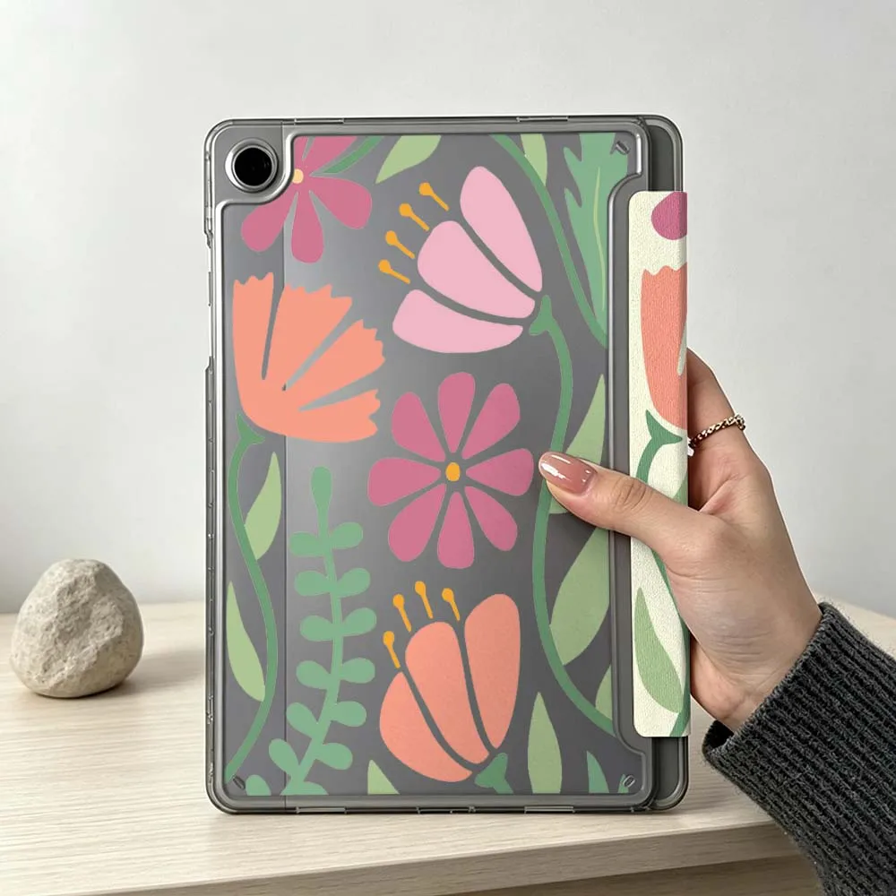 Colorful Cartoon Flower Tablet Case - Soft and Foldable Design