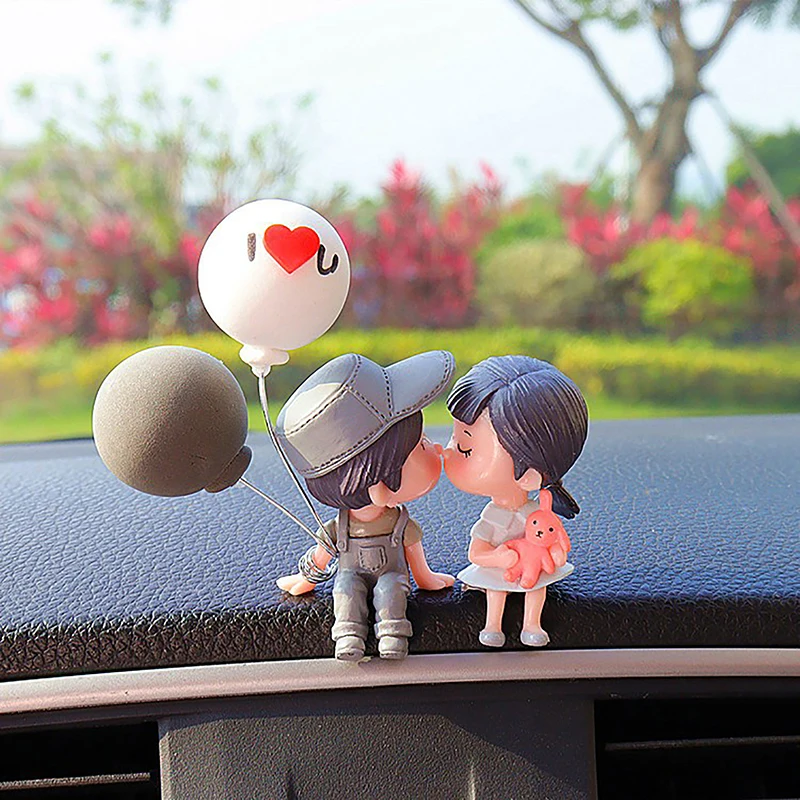 Nette Romantische Cartoon Ballon Paar Auto Dekoration Figuren Ornament Auto Innen Dashboard Center Konsole Zubehör Geschenk – Detail 7