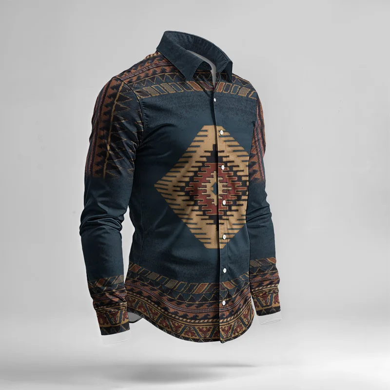 2025 Spring/Summer Fashion Men's Set Printed Simple Long Sleeve Suit Slim Fit Breathable Cotton Blended Casual Wear Resistant Fa_voghion.com