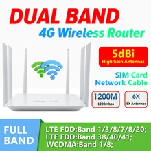 벤톤 잠금 해제 4G Lte 라우터 CPE 모뎀 6 안테나, 1200Mbps 듀얼 주파수 리피터 Wifi 익스텐더 Sim 카드 슬롯 5G 핫스팟
