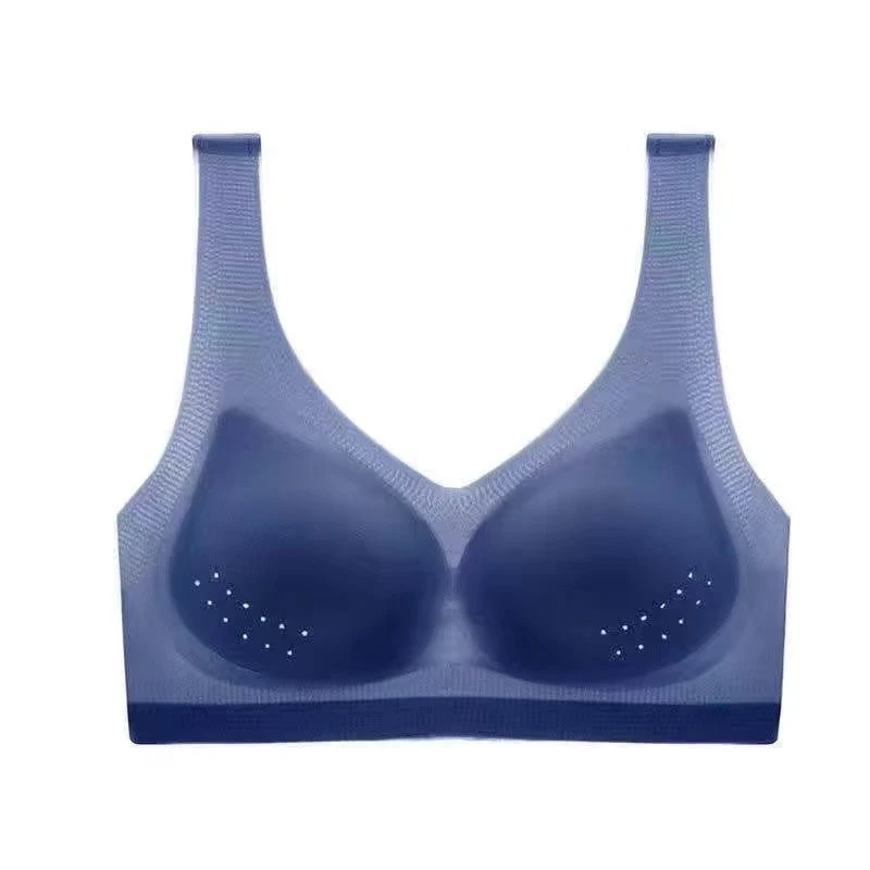 Women's Summer Ultra-thin Sports Bra Ice Silk Seamless Underwear Comfortable Sports No Steel Ring Underwear Plus Size M-5XL