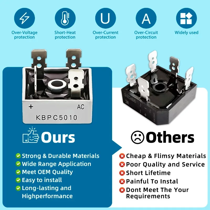 10PCS KBPC5010 Diode Bridge KBPC5010 50A 1000V Diode Bridges Rectifier KBPC 5010 Power Rectifier Electronic Componentes