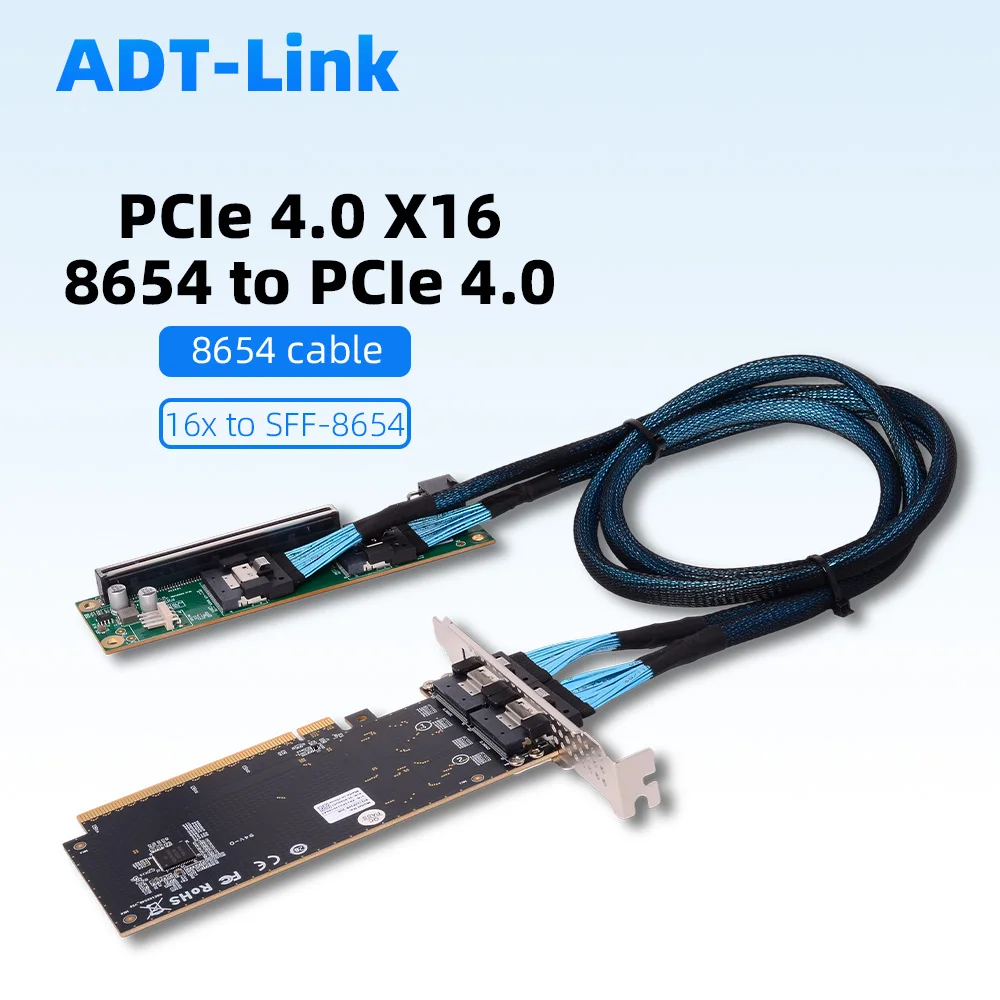 PCIe 4.0 5.0 x16 슬림 SAS SFF-8654 라이저 마더보드 MCIO 분할 카드 단일 슬롯 그래픽 카드 GPU 외부 확장 어댑터