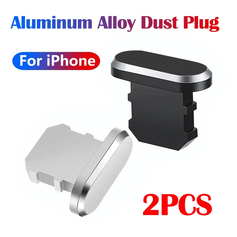 

2PCS Aluminum Alloy Dustproof Cover Metal Anti Dust Charger Dock Plug Stopper Cap for iPhone 13 12 Mini 14 11 Pro Max XS 8 Plus