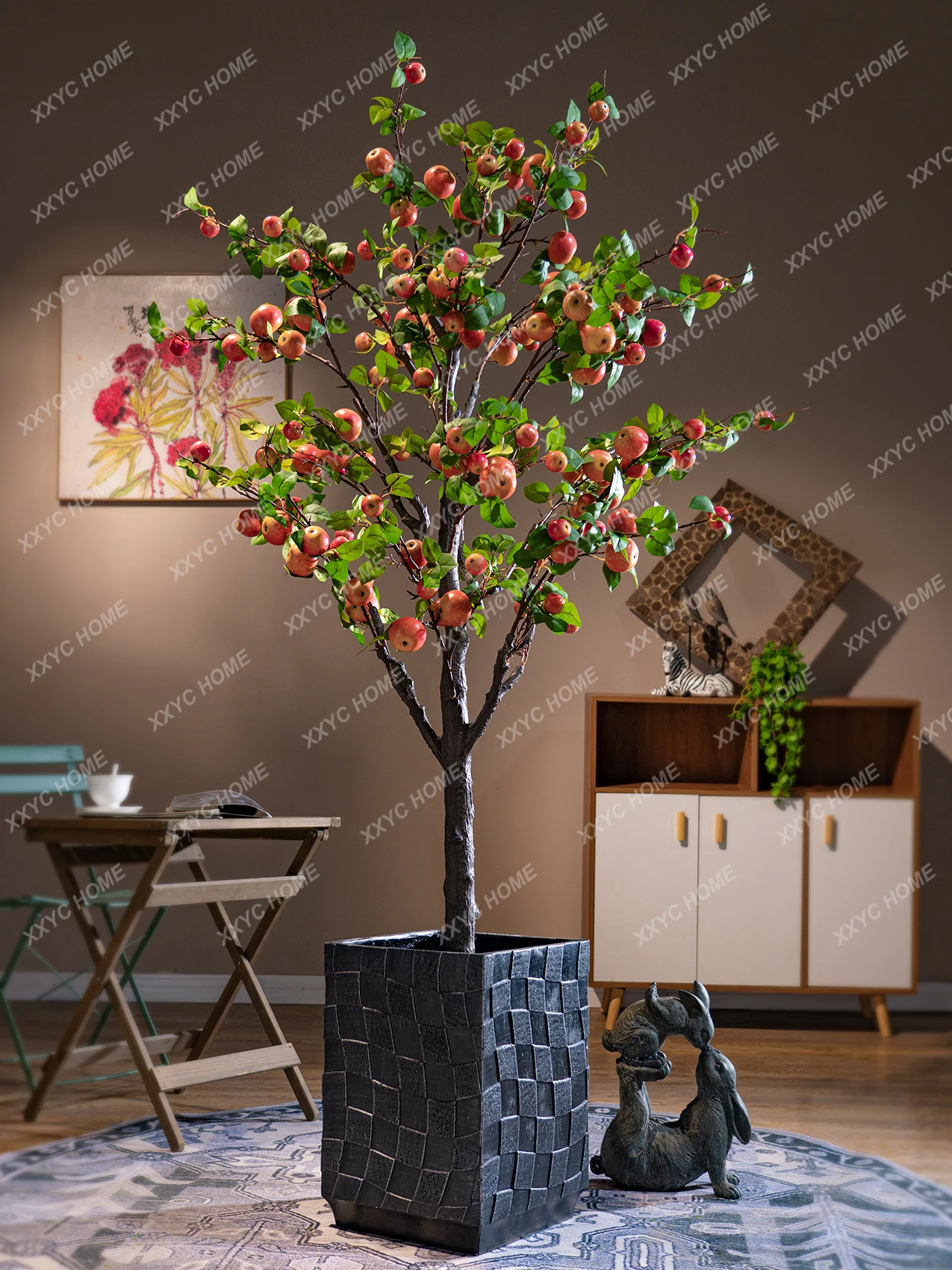 

Imitative Tree Green Plant Fake Flower Bionic Fake Trees Potted Indoor Living Room Floor Decoration Ornaments