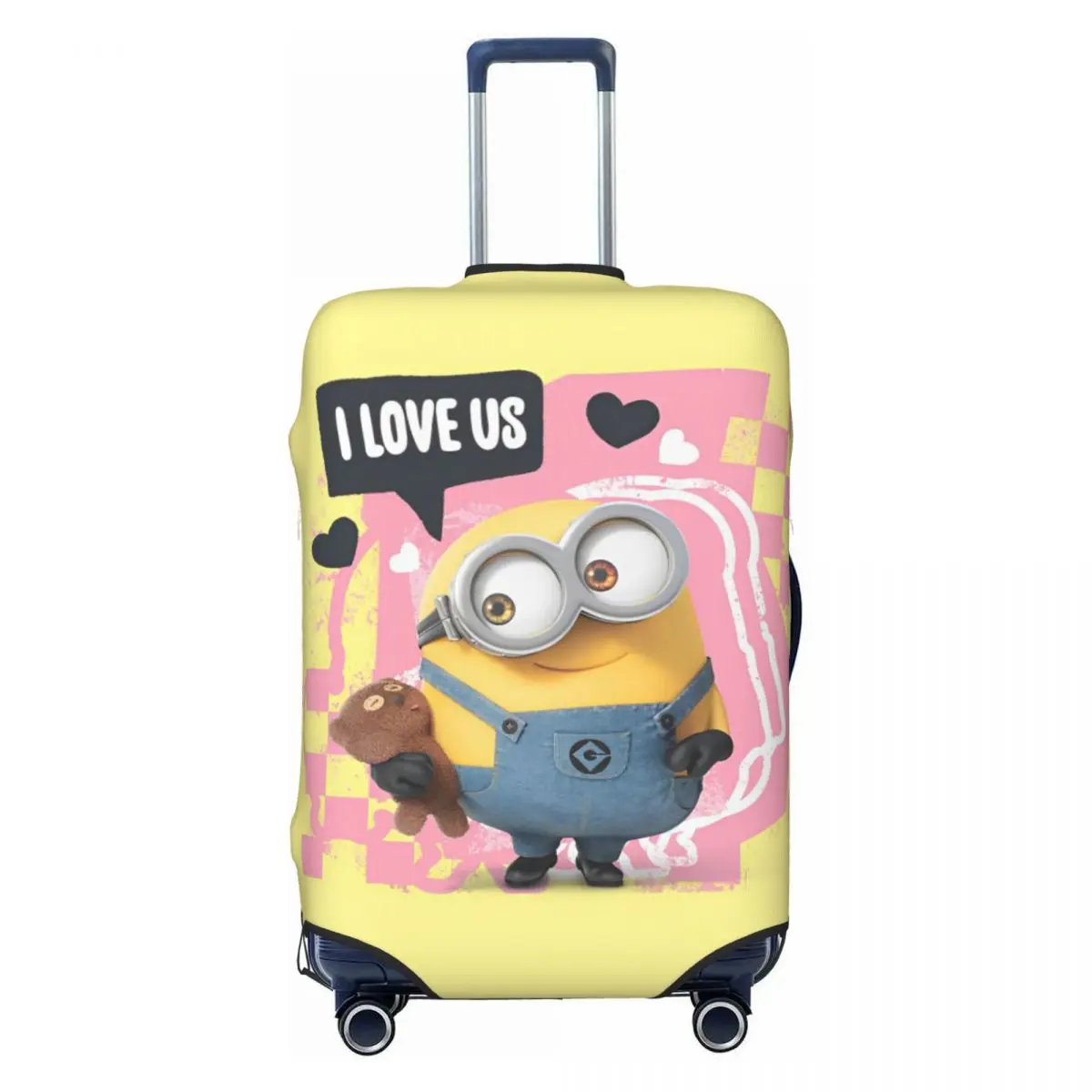 Minions Bob I Love Us Suitcase Cover Travel Flight Elastic Luggage Accesories Protection 2