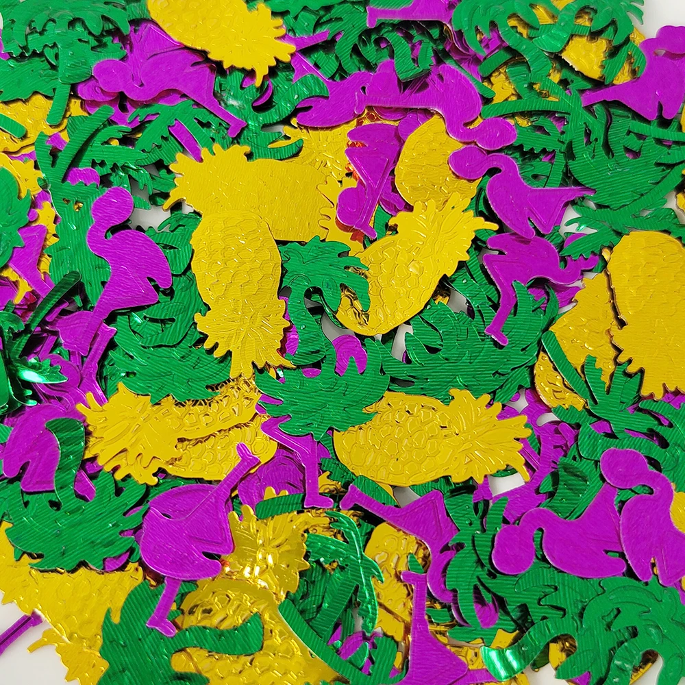 15G Hawaii Party Confetti Mixed Flamingo Turtle Leaf Pineapple Foil Confetti Summer Tropical Party Table Scatters Decorations