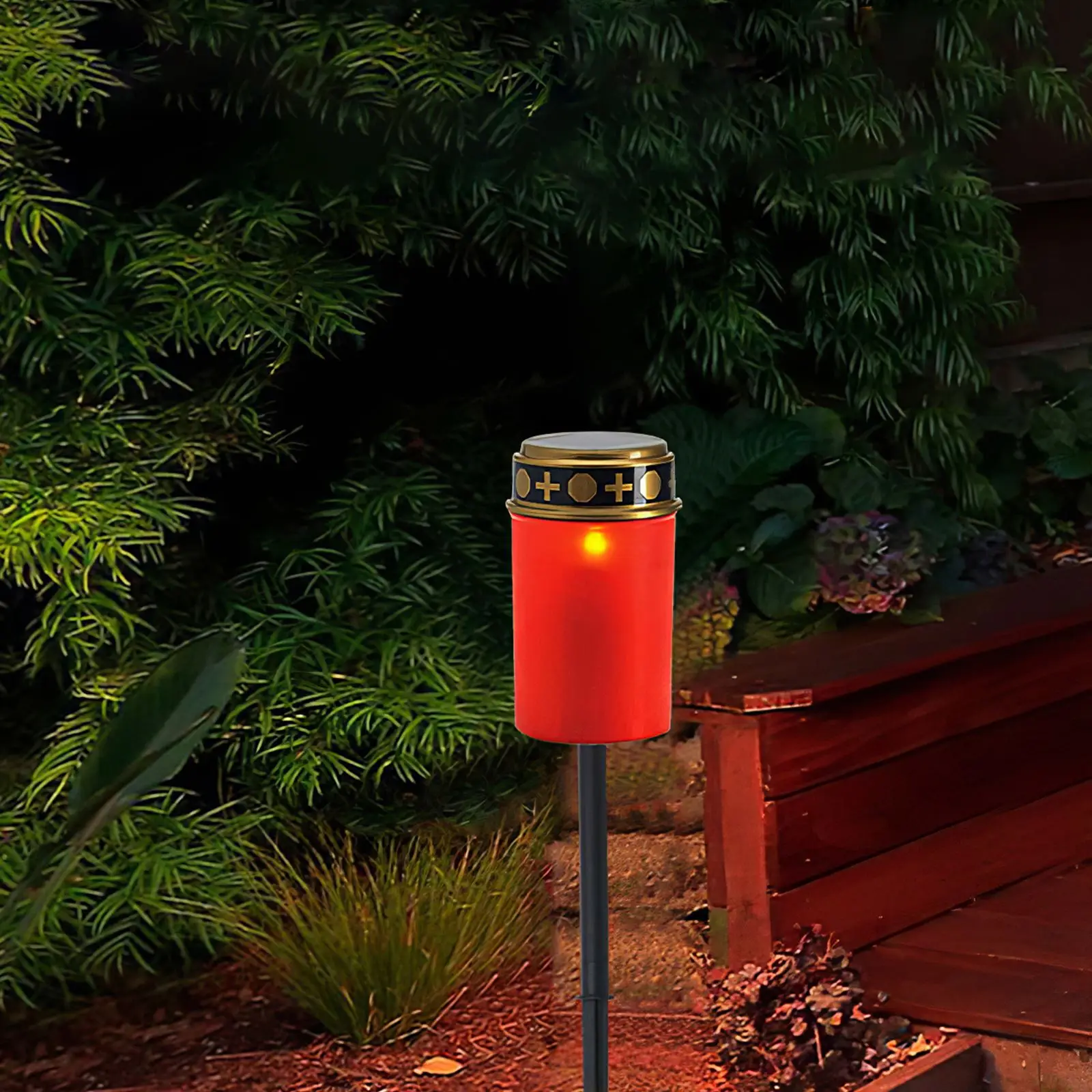 SolarGraveLightIP44WaterproofGardenCemeteryLampLEDCandle