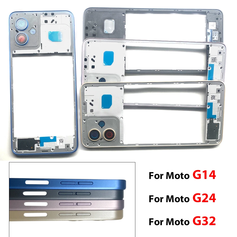 Moto G14 G24 G32 G24 Power 중간 프레임 수리 및 교체 부품용 새 뒷면 커버 중간 프레임 홀더 하우징