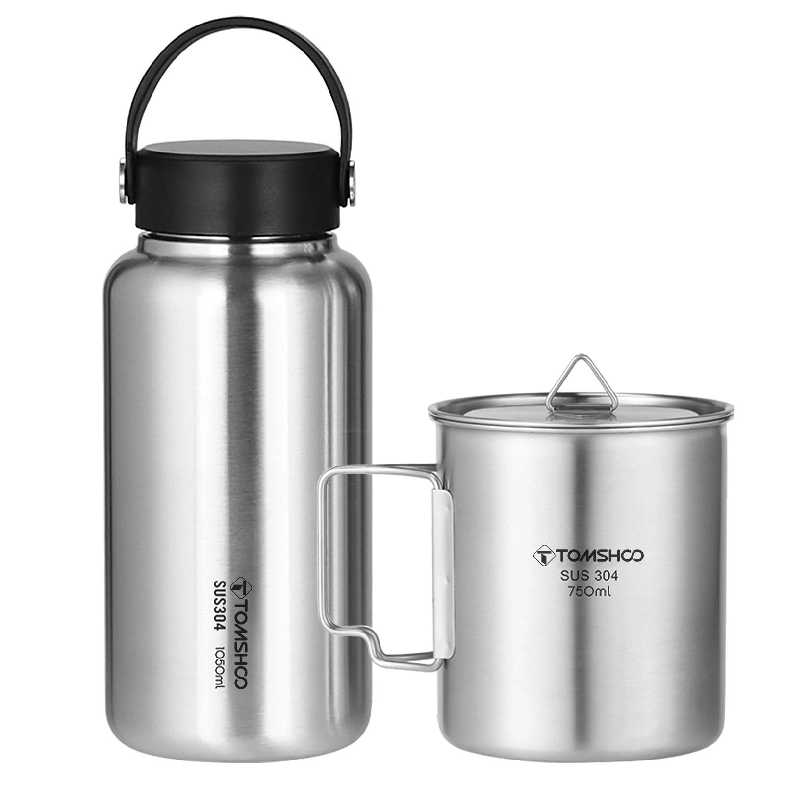 Gourde de 1050ml + Mug, en acier inoxidable