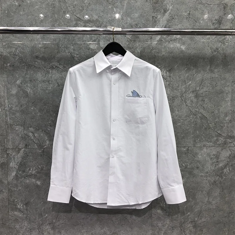 

TB THOM Shirt Spring Autunm Fashion Brand Men's Shirt Oxford Cotton Brocade Carp Embroidery Shirt Custom Wholesale TB Shirt