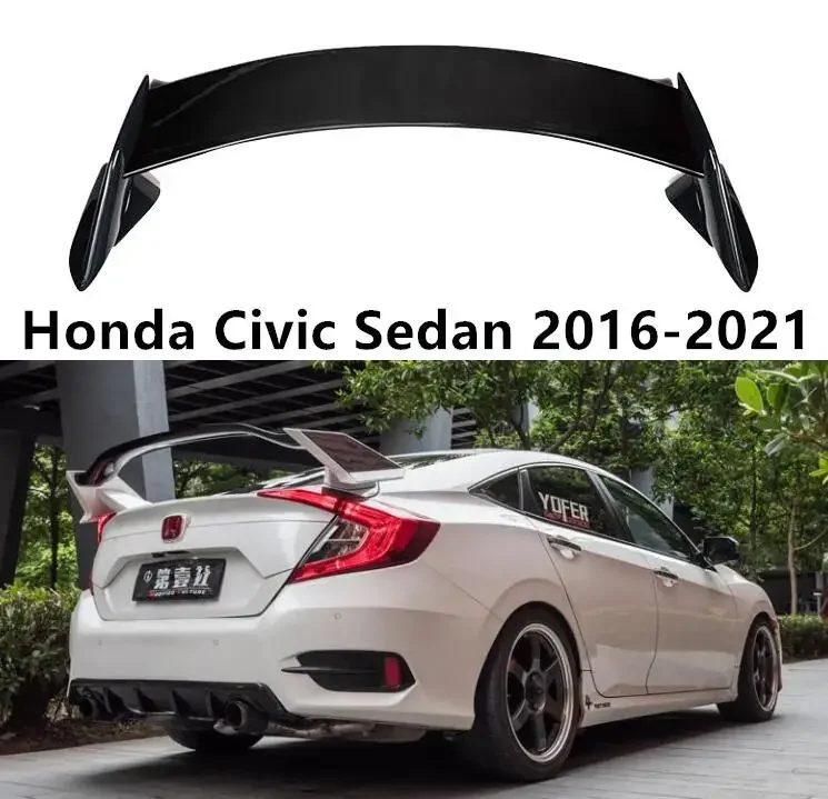 

Спойлер для Honda Civic Sedan 2016, 2017, 2018, 2019, 2020, 2021, заднее крыло, задний хвост, искусственная краска из АБС-пластика, тип R, стиль