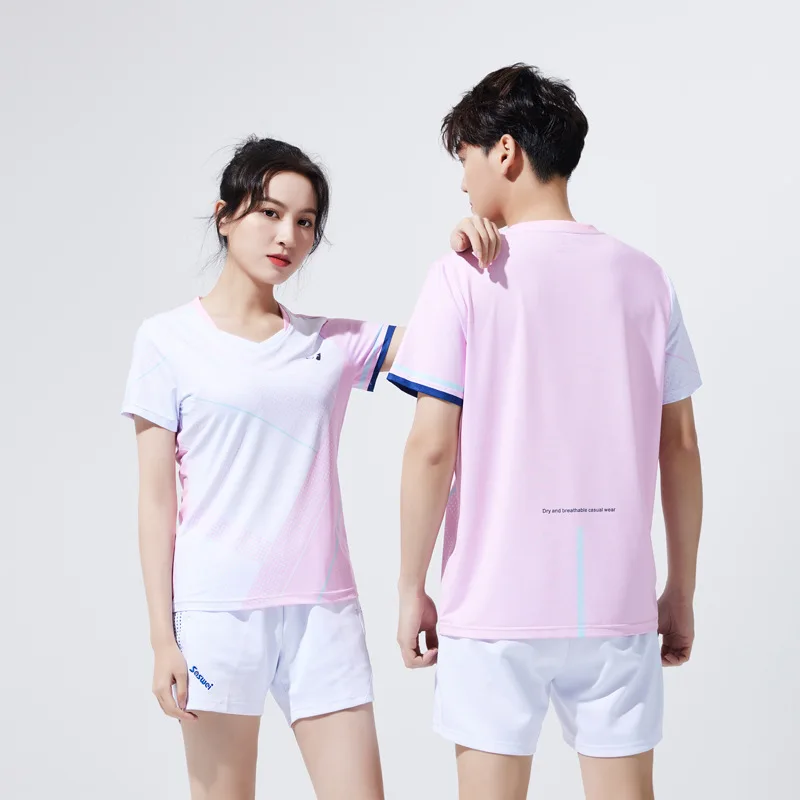 

Badminton uniforms for men and women, breathable short-sleeved table tennis tops, breathable volleyball suits