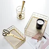 Nordic Gold Metal Iron Makeup Pen Storage Basket Office Desktop Sundries Makeup Brushes Holder Table Cosmetics Organizer Rack 1