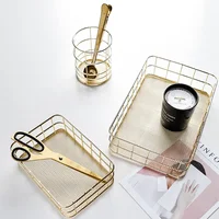 Nordic Gold Metal Iron Makeup Pen Storage Basket Office Desktop Sundries Makeup Brushes Holder Table Cosmetics Organizer Rack 1