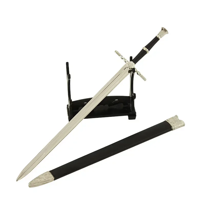 Cosplay Sword Cosplay Prop Cosplay Toy 22cm Wild Hunt Weapon Wizard Geralt White Wolf Steel Sword Model Knight Metal Sword Weapon Collection Christmas Gift Toy For Boy