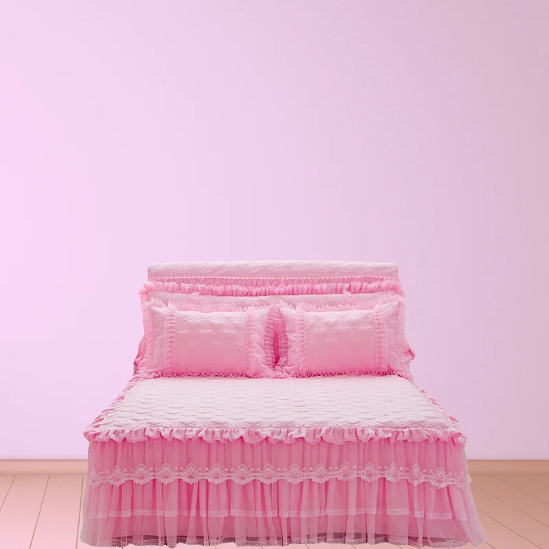 Princess Bedding Bedspreads Sheet Lace Bed Skirt Pillowcases Bedding Set For Girl Bed Cover