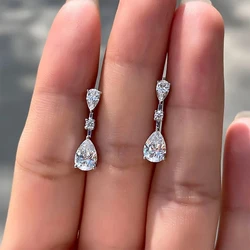 Elegant Pear Cubic Zirconia Drop Earrings for Women - Dainty Bridal Wedding Jewelry (E2613)