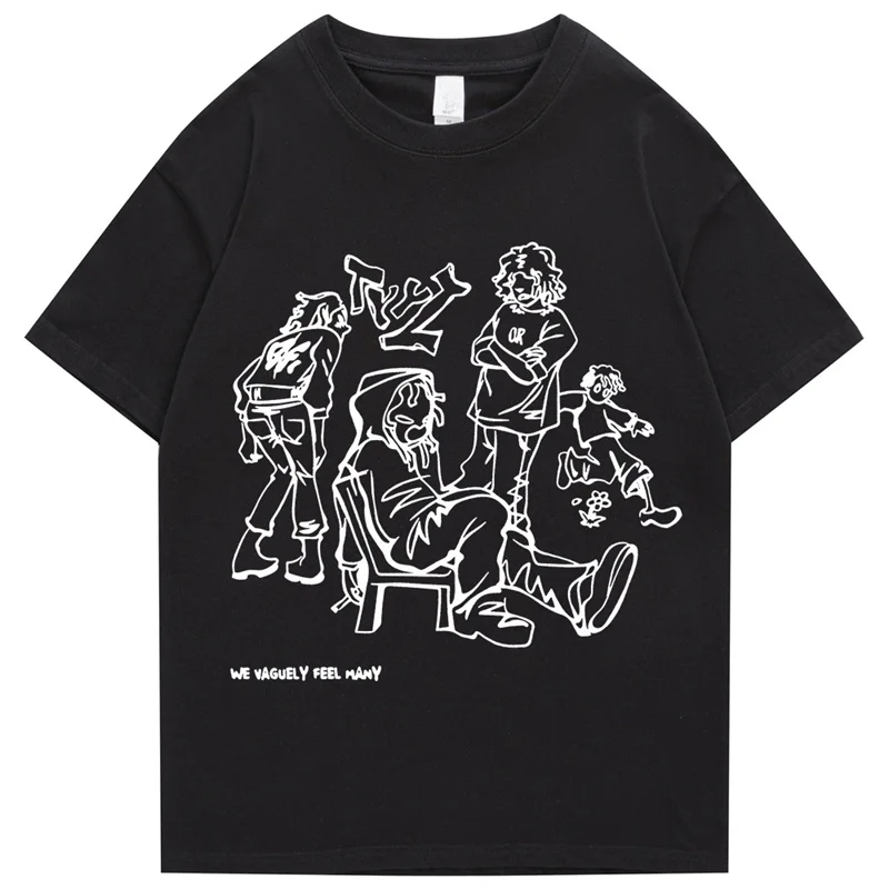 

Summer Men's T-shirt Pure Cotton Premium Japanese Harajuku T-Shirt Street Wear Funny Anime Cartoon Graphic T-shirt Oversized Top