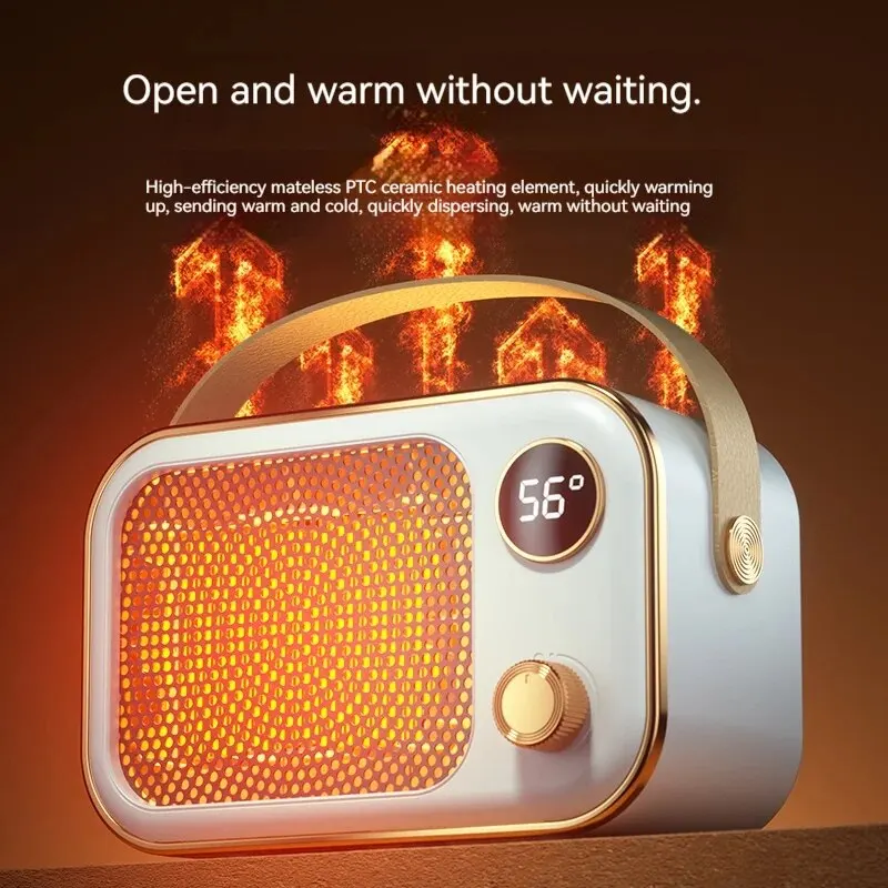 Electric Heater Portable Heater LED Screen Electric Heater 1200W PTC Ceramic Fan Desktop Warm Blower Fan for Bedroom Household Home