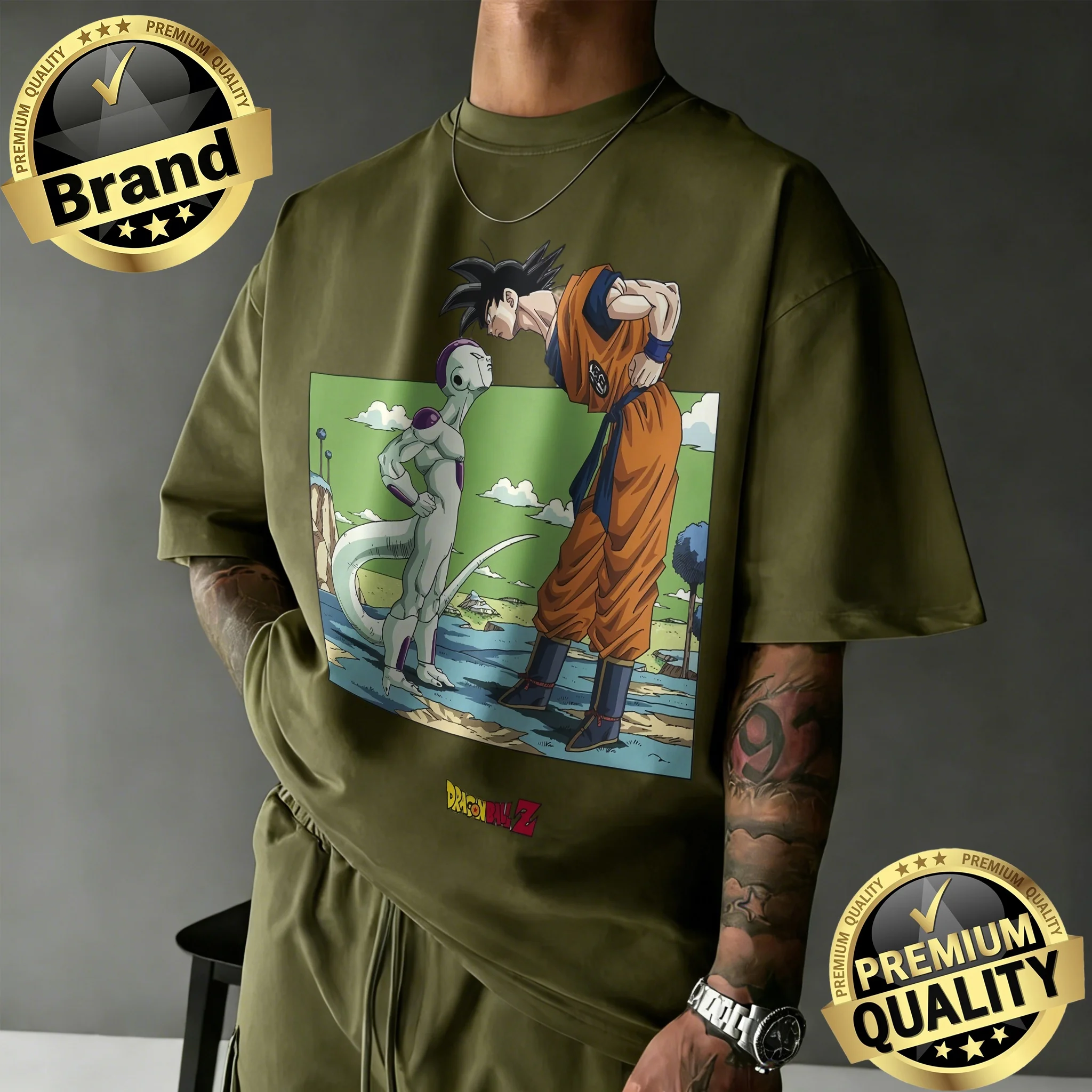2026 Sommer Dragon Ball Z Lizenziertes 100% Baumwoll-Oversize-T-Shirt für Herren, Damen und Kinder – Goku vs. Frieza Retro Anime Qualitätsdruck-T-Shirt – Detail 9