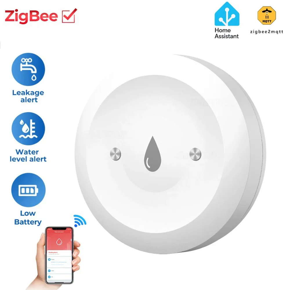 สมาร์ท Zigbee Water Sensor น้ําท่วมเครื่องตรวจจับน้ํารั่ว App การตรวจสอบระยะไกลสนับสนุน Home Assistant Zigbee2mqtt 1