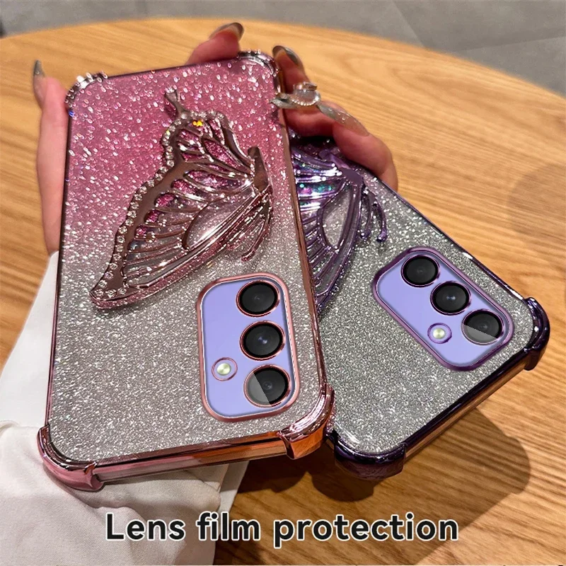 Liquid Sand Butterfly Phone Holder Shockproof Case
