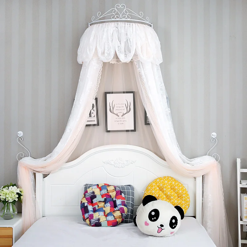 Tenda Da Letto Principessa - Baldacchino Con Corona, Pizzo Trasparente, Zanzariera, Per Camera Bambina - Foto 2