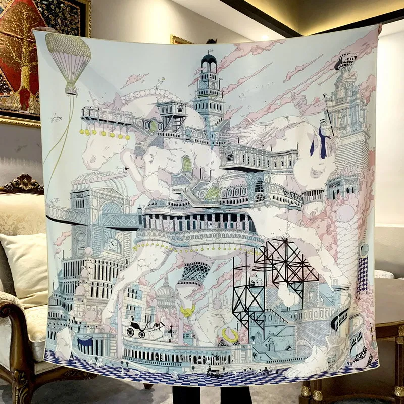 

Scarf Winter Women Double-sided Printing Cashmere Scarf Warm Wraps Fashion Ladies Shawl 135cm Square Hijab Scarves Pashmina