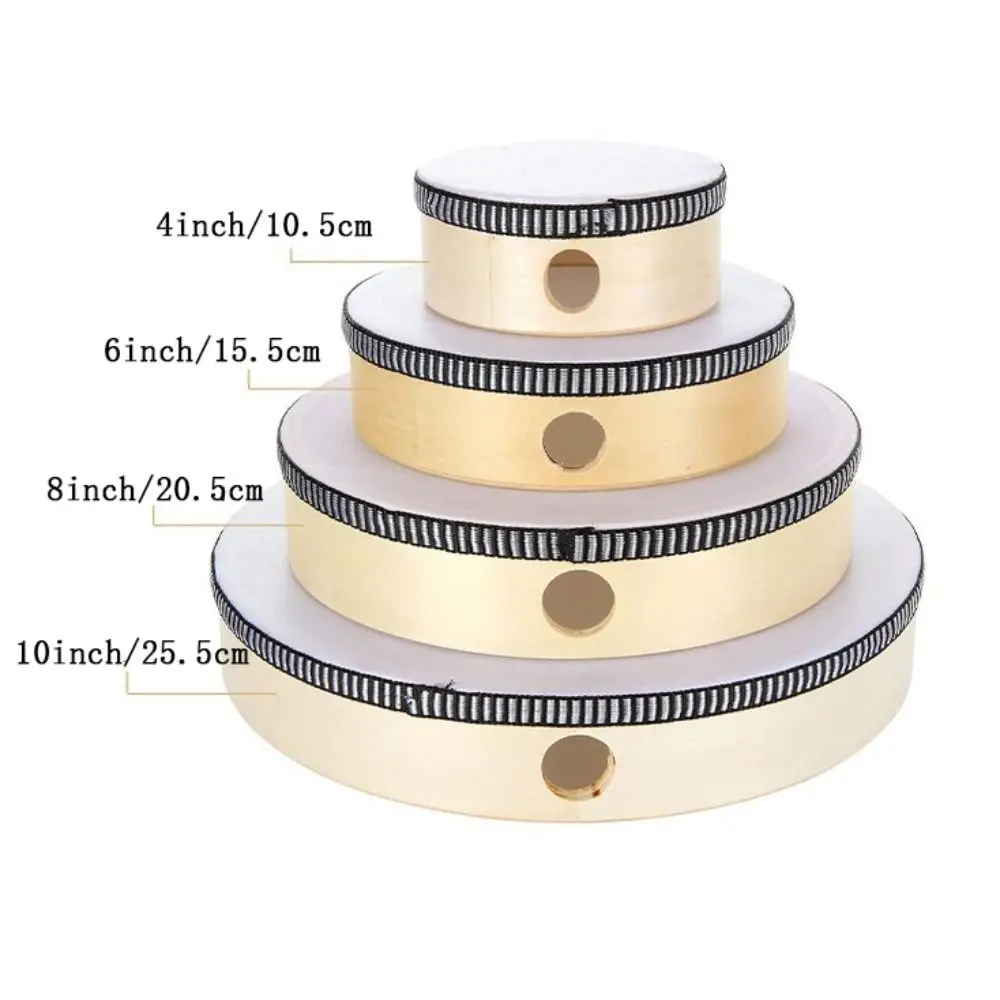 4/6/8/10 Inch Wooden Hand Drum Wood Frame Safe Musical Instrument Toy Convenient Carry Handheld Children Drum Happy Childhood