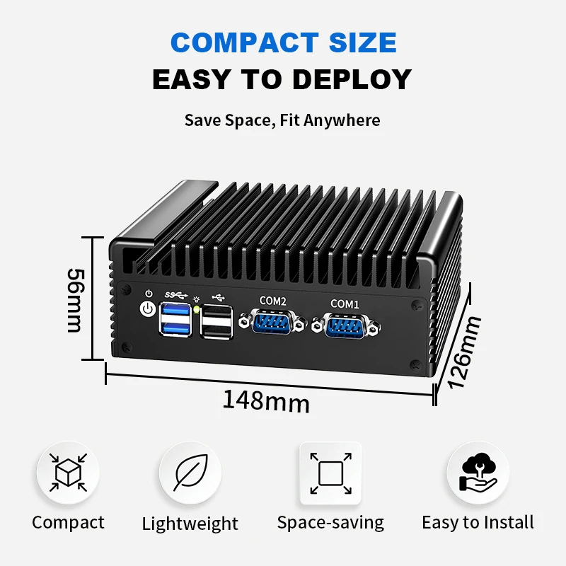 Topton Intel N150 N100 4x2.5G LAN Fanless Mini PC 2*COM DDR4 NVMe SATA Efficient Cooling Solid Firewall PC Industrial Computer