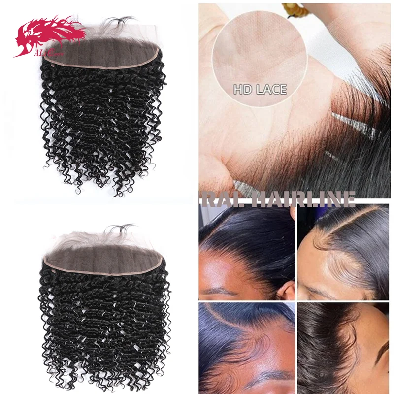Ali Queen Hair 13x4 13x6 HD Lace Frontal Invisible Melt Skin Full Brazilian Virgin Hair Deep Wave human hair wig for women