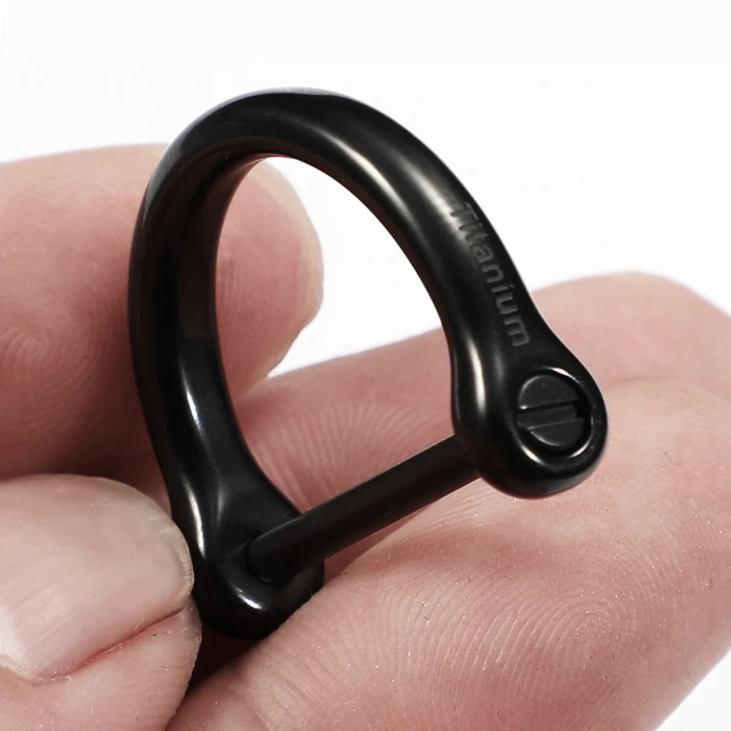 Black Titanium D Buckle Keychain with Horseshoe Design – Premium EDC Accessory
