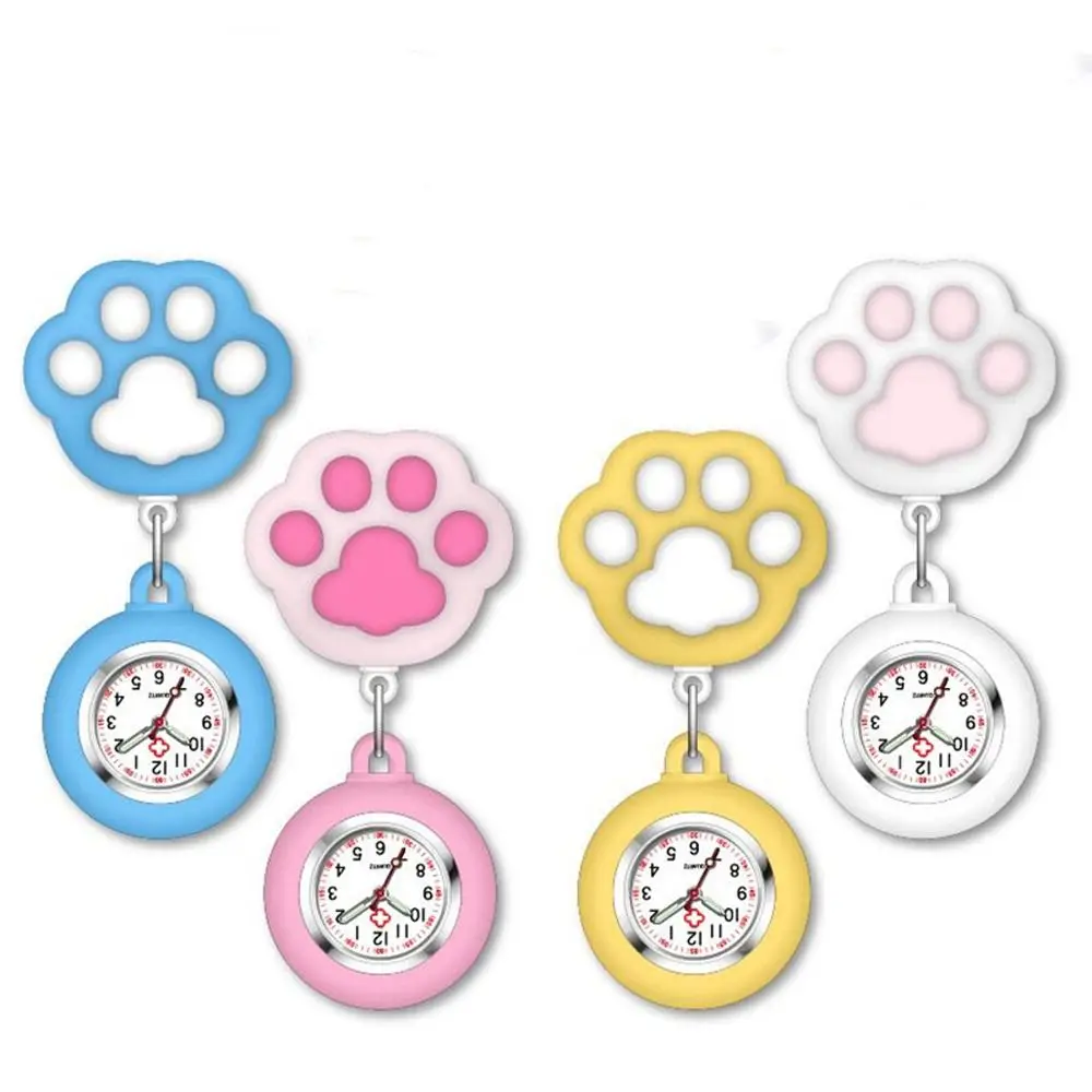 Orologi Luminosi Cat Claw Cat Paw Pocket Watches Hanging Watch Love Chest Watch Nurse Clip Orologi Doctor Pocket Watches