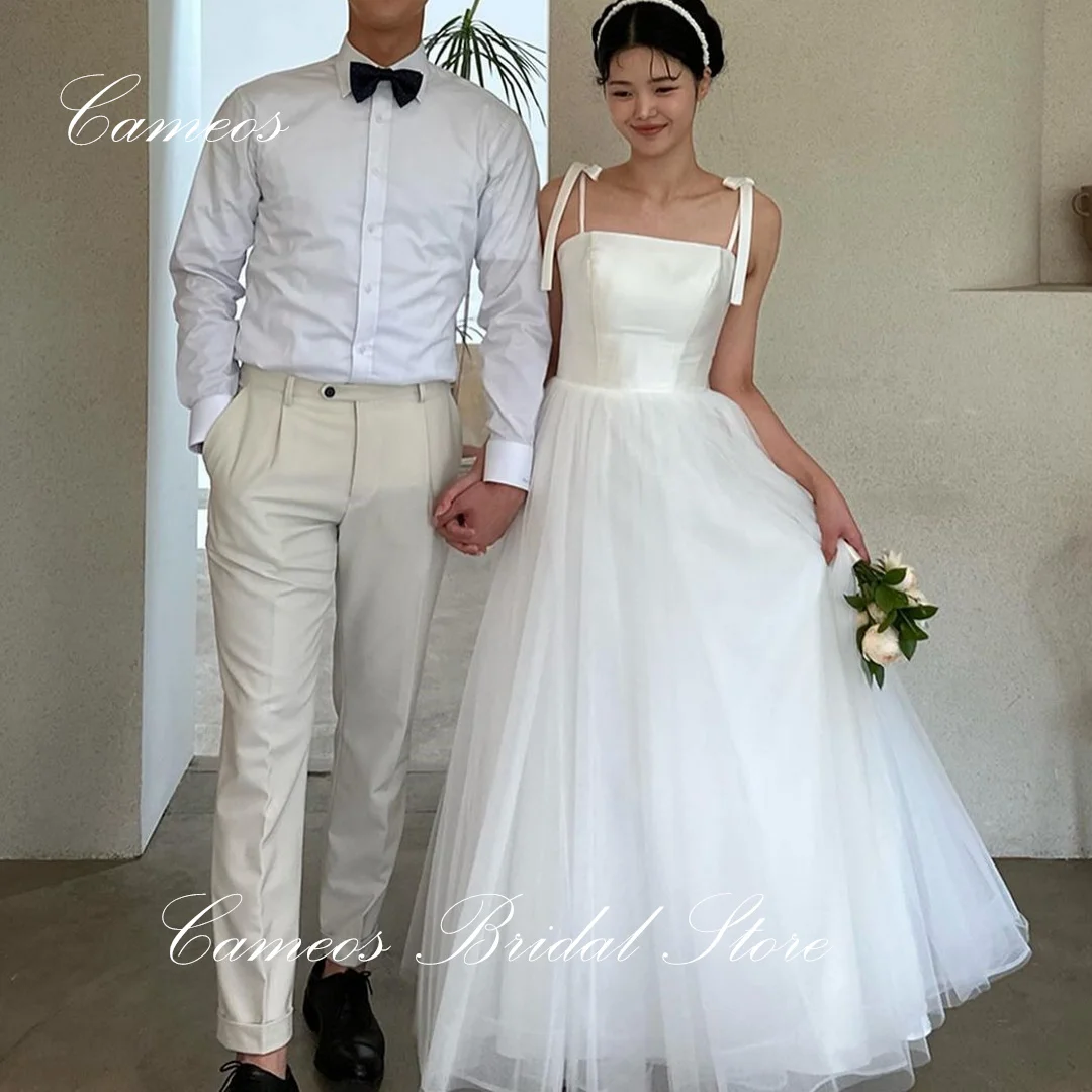 

SONDR Korean Sleeveless Wedding Dress Regular Straps Custom Made Formal Prom Dress 웨딩드레스 A-Line Tulle Evening Gown Bridal