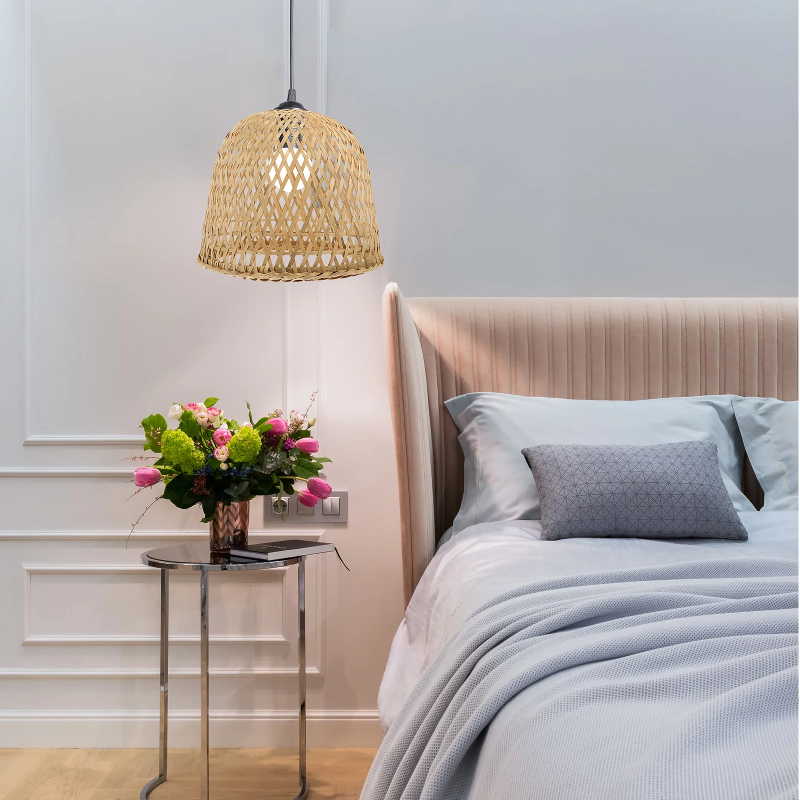 Bamboo Boho Holders Vintage Lampshade For Night Stand Decor