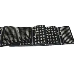Rivet Elastic Cummerbunds Unique PU Leather Belt Wide Belt Korean Style Metal Buckle Waist Corset Belts Decorative Dress