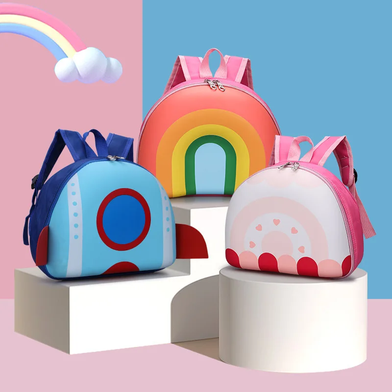 Children's Backpack Kindergarten Small Backpack Children's Rainbow Cake Image Large Opening Waterproof Backpack Kindergarten 1