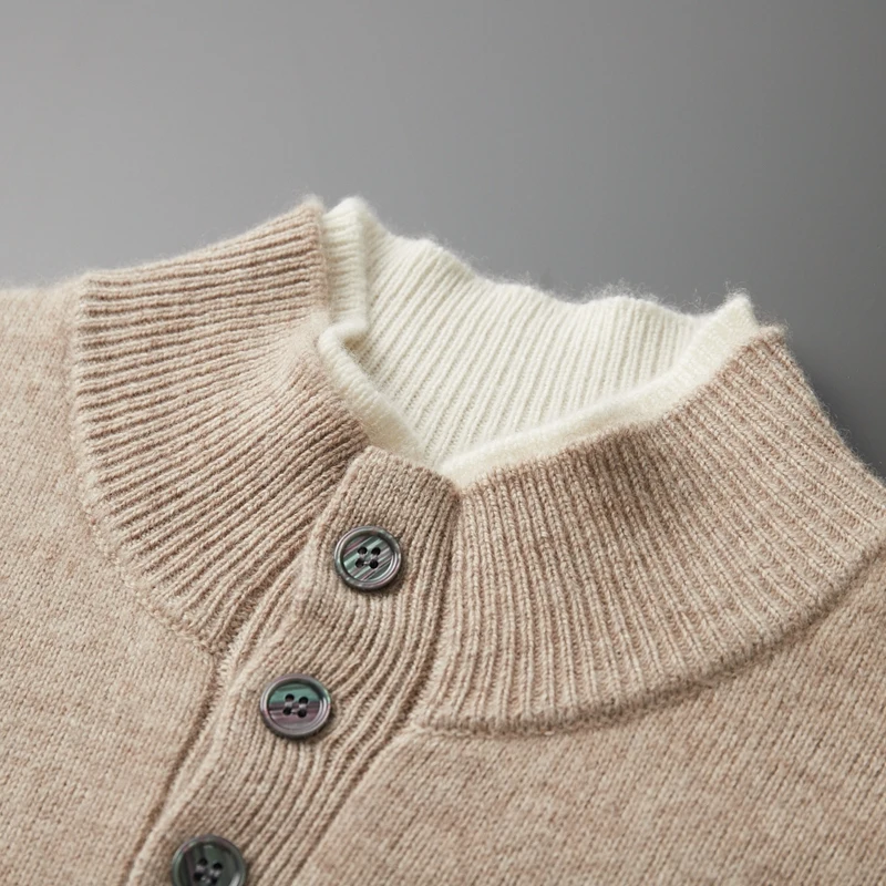 

Мужской кашемировый свитер, повседневный Свободный пуловер с воротником-стойкой, большие размеры, Осень-зима 2023